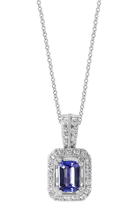 14K White Gold Tanzanite & Diamond Pendant Necklace - 0.28ct.