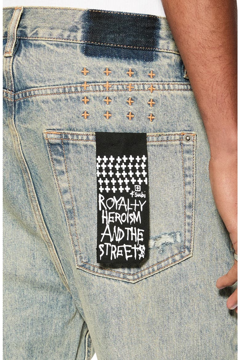 Anti K Stagelight Trashed Mid Rise Relaxed Straight Leg Jeans, Alternate, color, DENIM