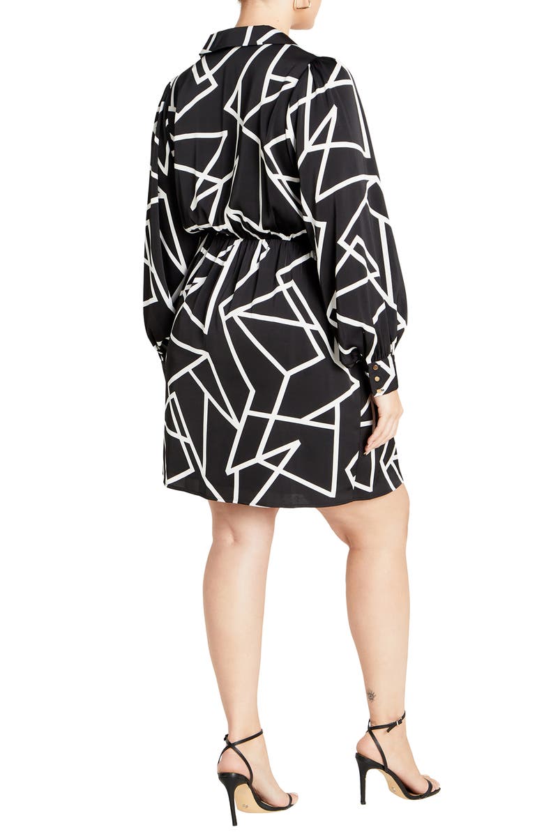 City Chic Frances Print Wrap Front Long Sleeve Dress, Alternate, color,