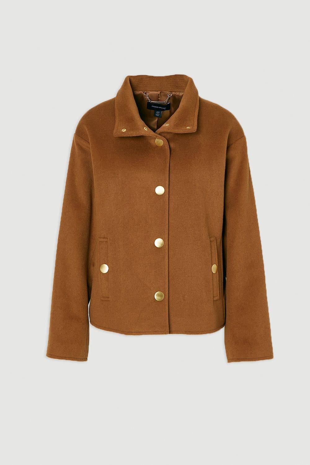 Brushed Wool Funnel Neck Tailored Coat - image 4