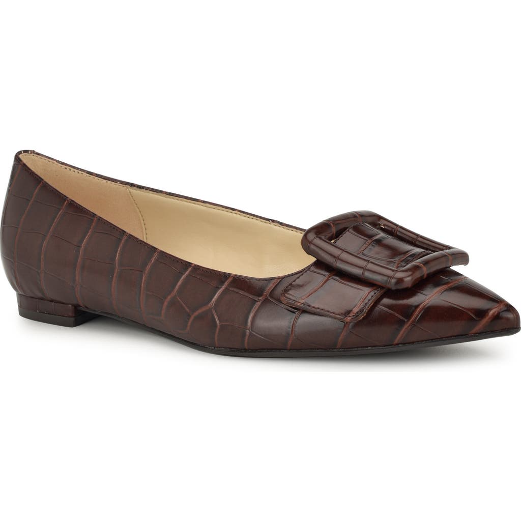 Nine West Jesike Pointed Toe Flat In Brown