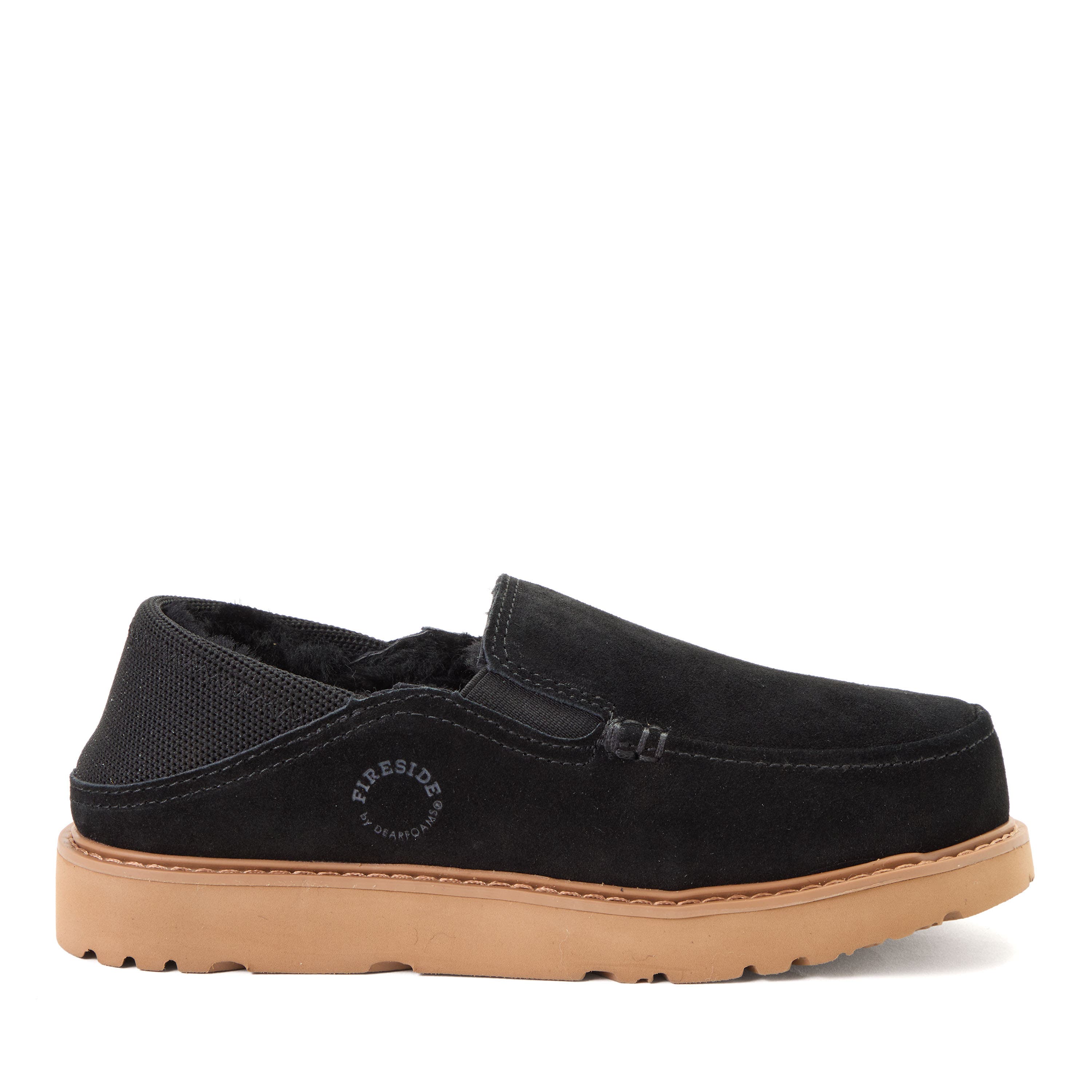 Fireside Suede Sport Knit Loafer Slippers, Alternate, color, Black