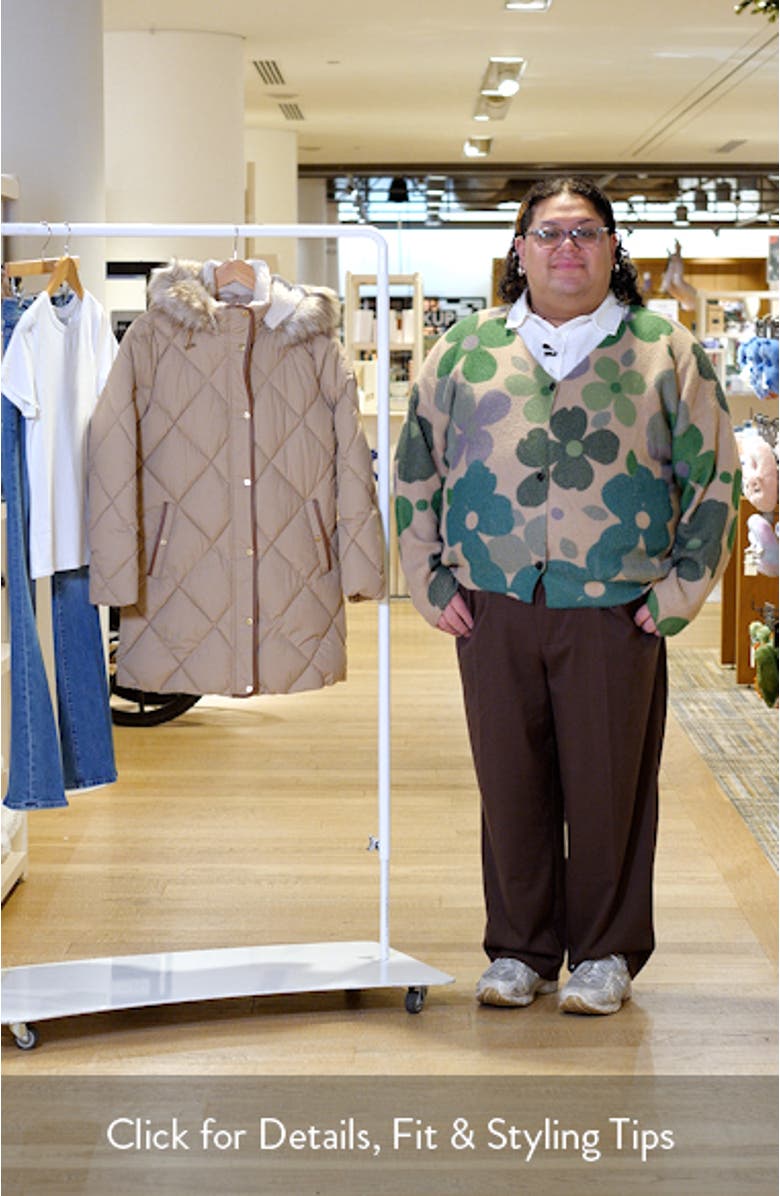 Faux Fur Trim Hooded Puffer Jacket, sales video thumbnail