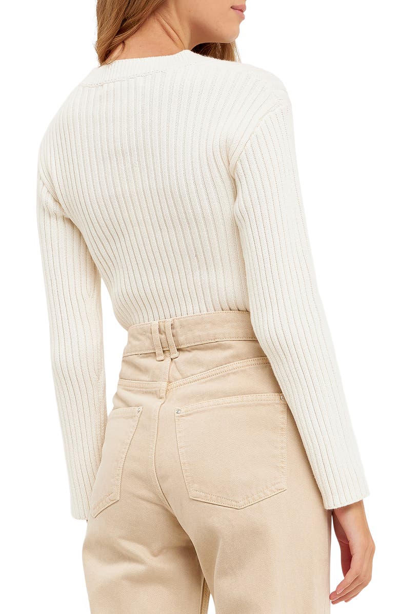 English Factory Crop Rib Sweater, Alternate, color, Cream