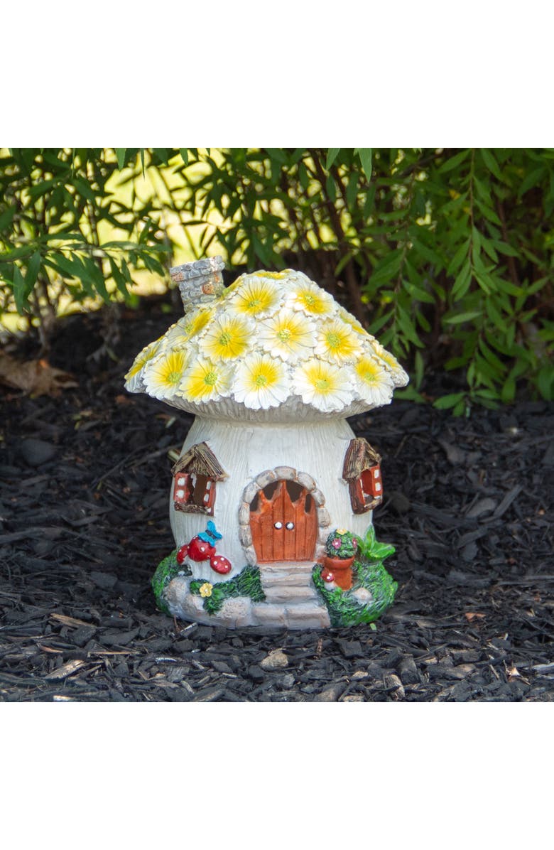 Northlight 7.25" Solar Lighted Flower House Outdoor Garden Statue, Alternate, color, Brown