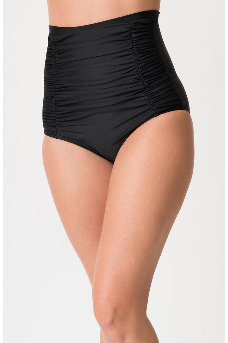 Monroe High Waist Bikini Bottom, Alternate, color, Black