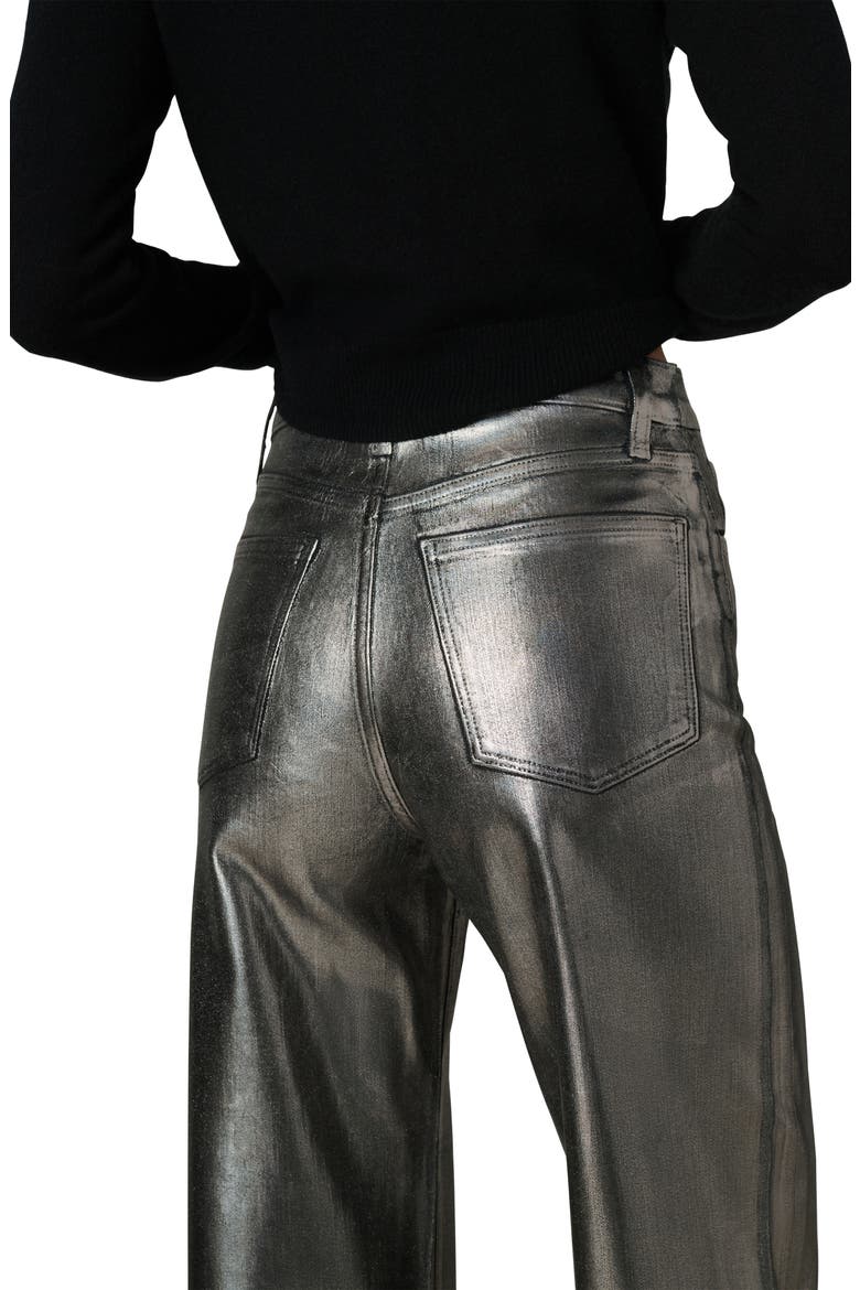 The Mia Coated Wide Leg Jeans, Alternate, color, PEWTER FOIL