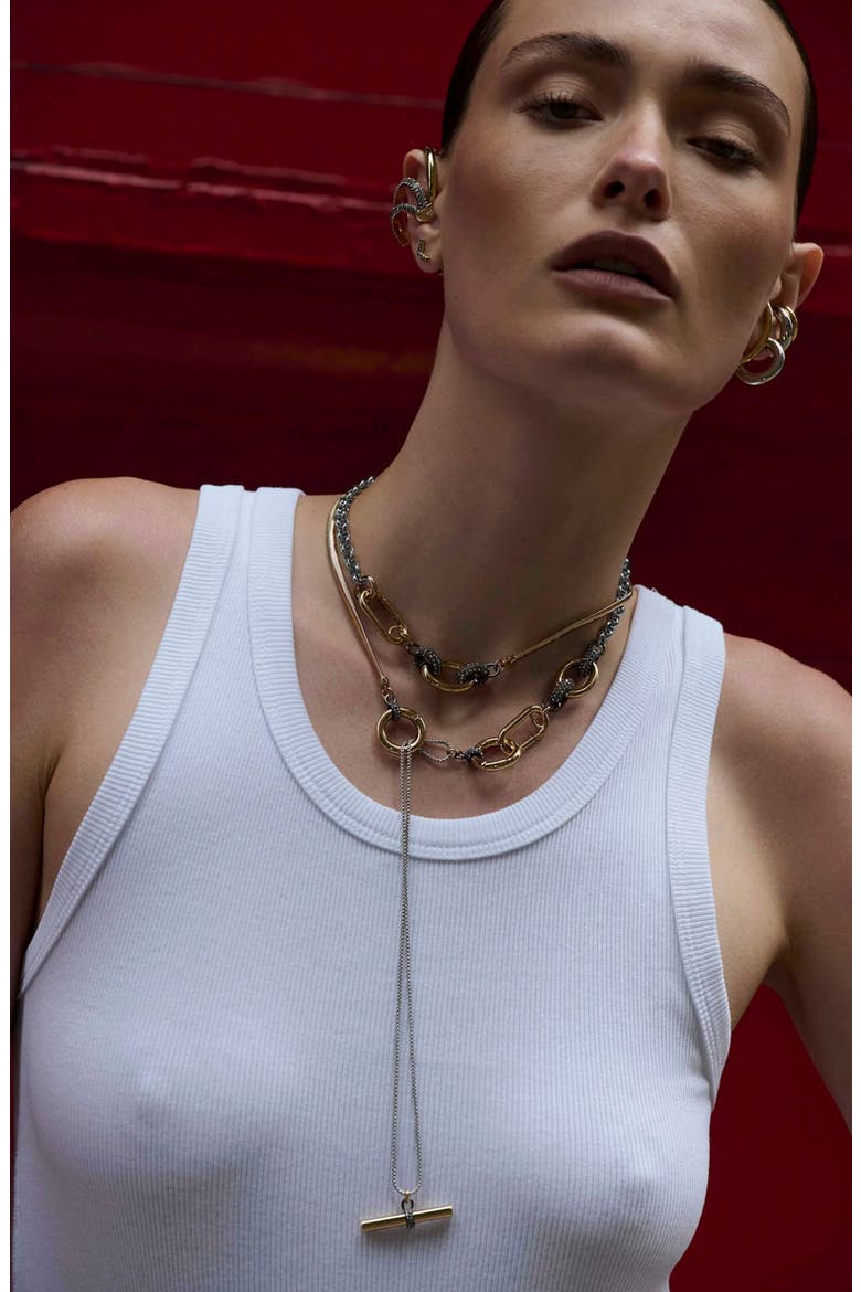 Benson Mixed Metal Y-Necklace, Alternate, color, GOLD/ GUNMETAL/ CRYSTAL