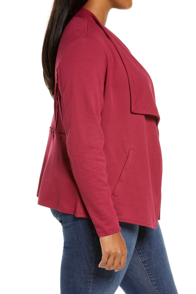 Drape Collar Knit Blazer, Alternate, color, BURGUNDY BEET