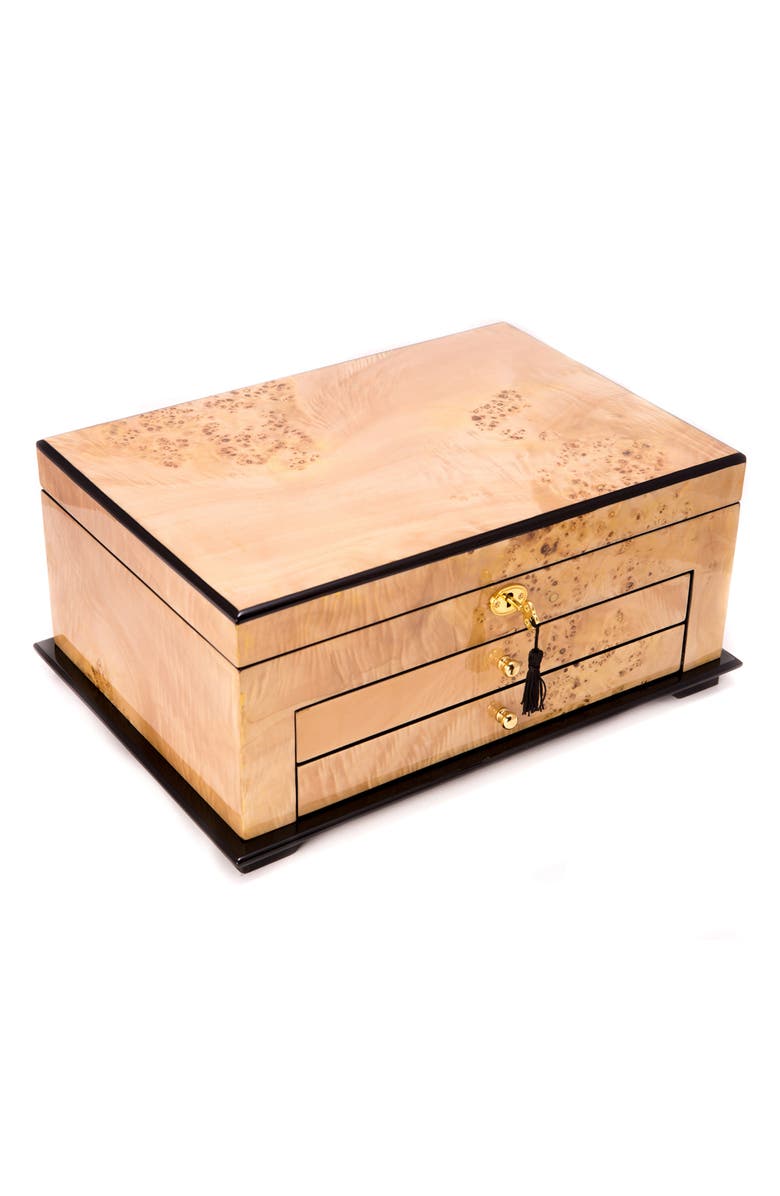 Bey-Berk 3 Level Jewelry Box, Main, color, Maple
