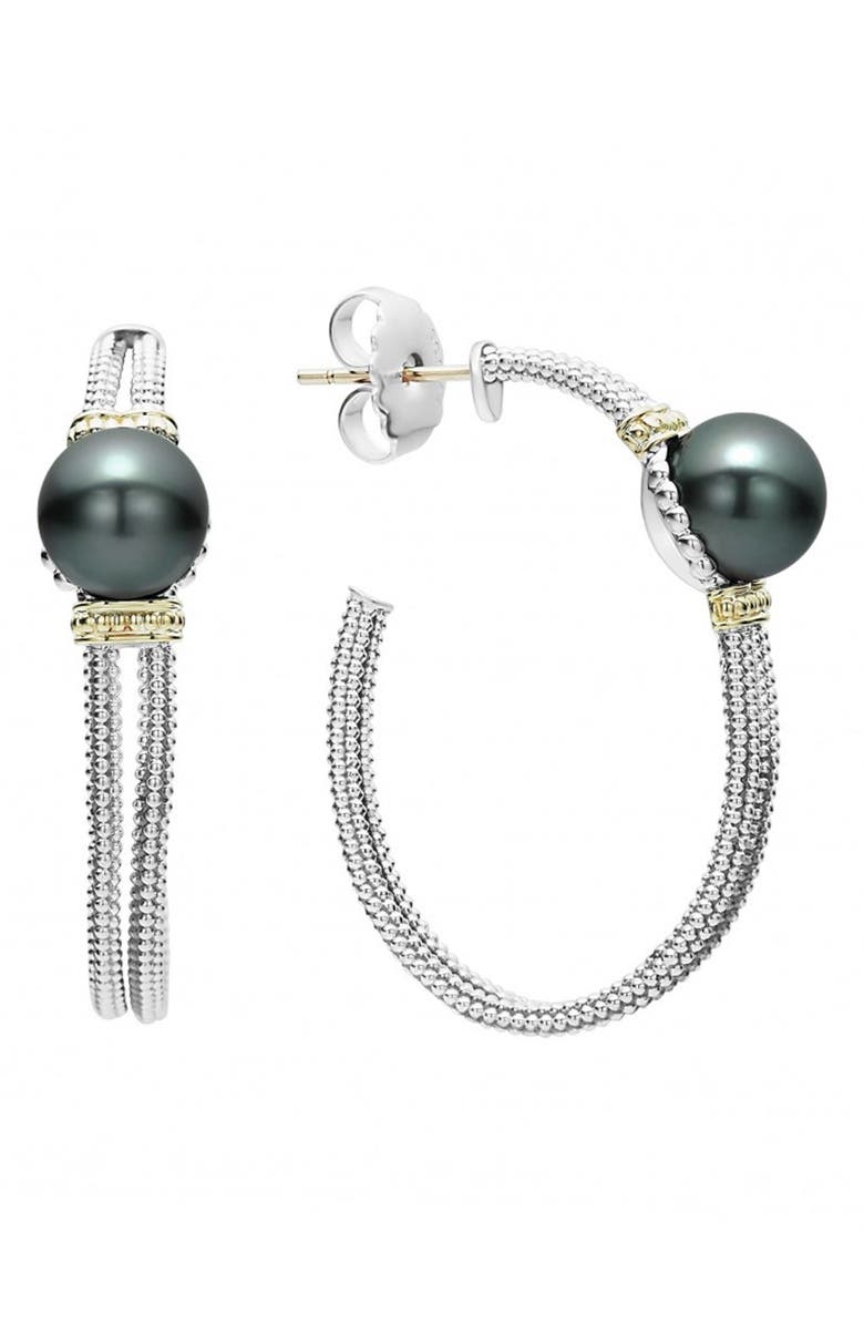 LAGOS Luna 10mm Pearl Hoop Earrings, Alternate, color, 