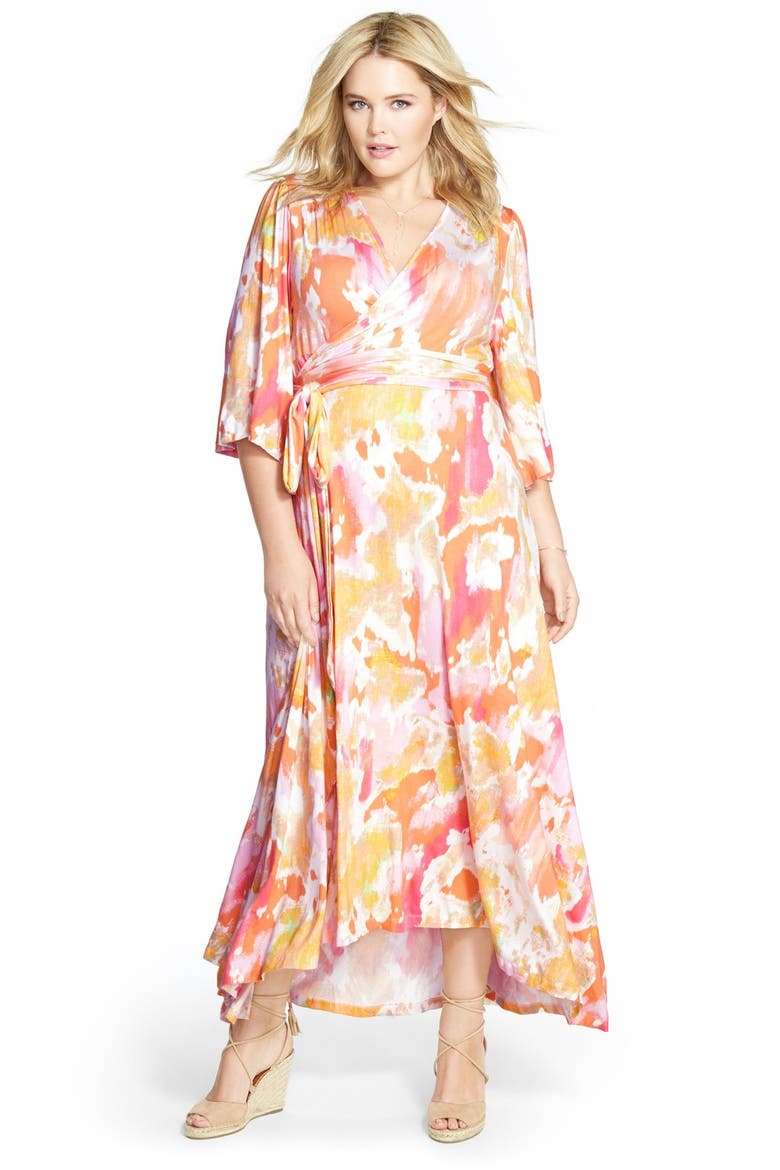 Kimono Style Maxi Dress, Alternate, color, LAVA LAMP PRINT