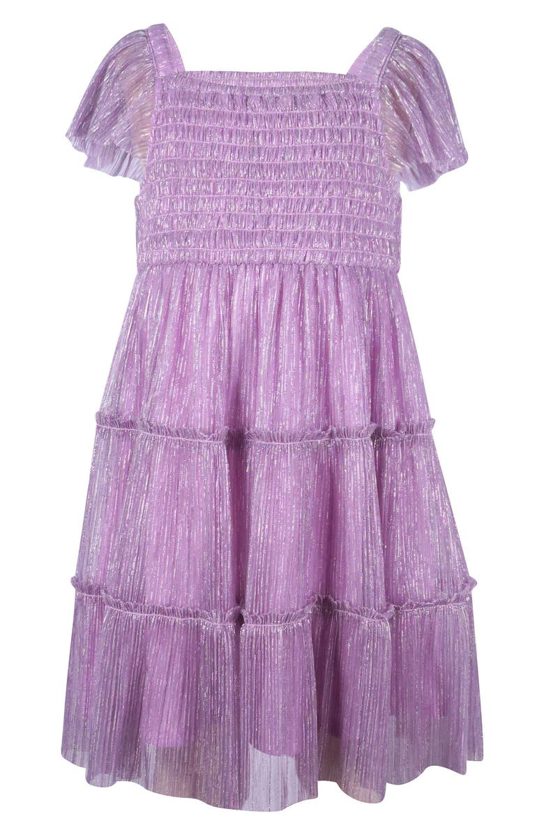 Zunie Kids' Smocked Flutter Sleeve Dress, Main, color, Purple