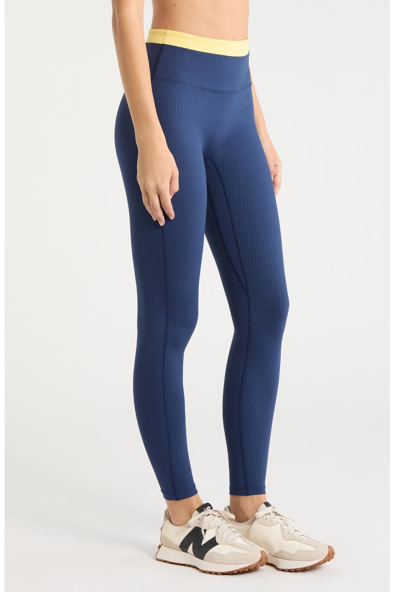 Ribbed Layered Leggings, Alternate, color, MIDNITE POPCORN