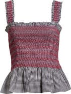 Damson Madder Ami Smocked Organic Cotton Peplum Camisole