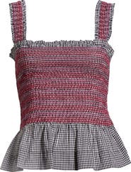 Damson Madder Ami Smocked Organic Cotton Peplum Camisole