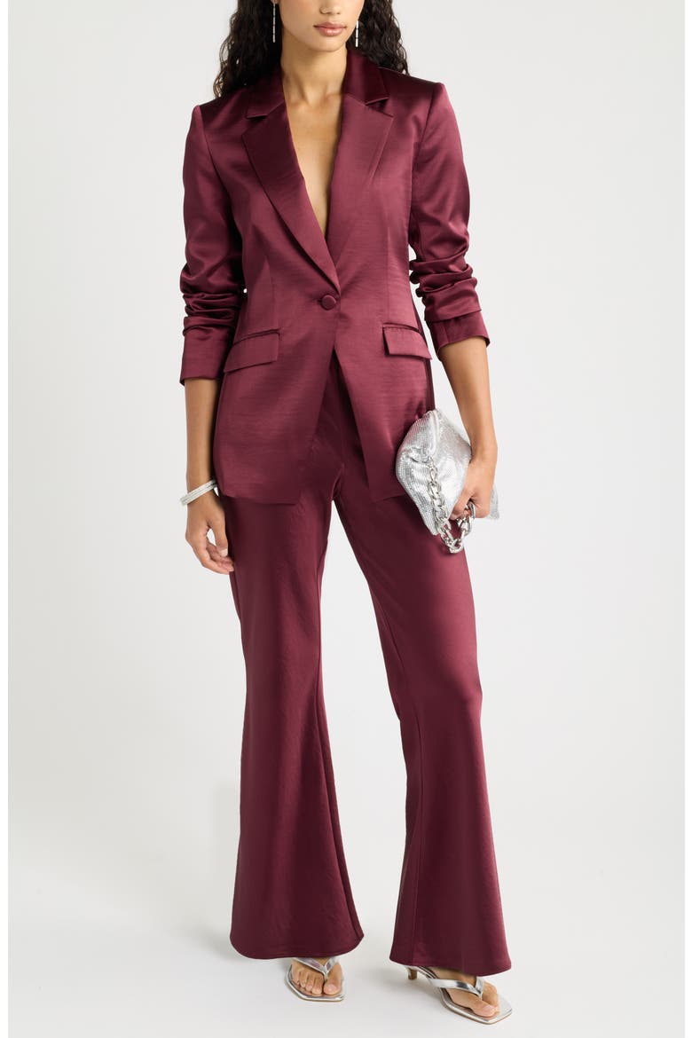 Bias Satin Low Rise Flare Pants, Alternate, color, BURGUNDY BANNER