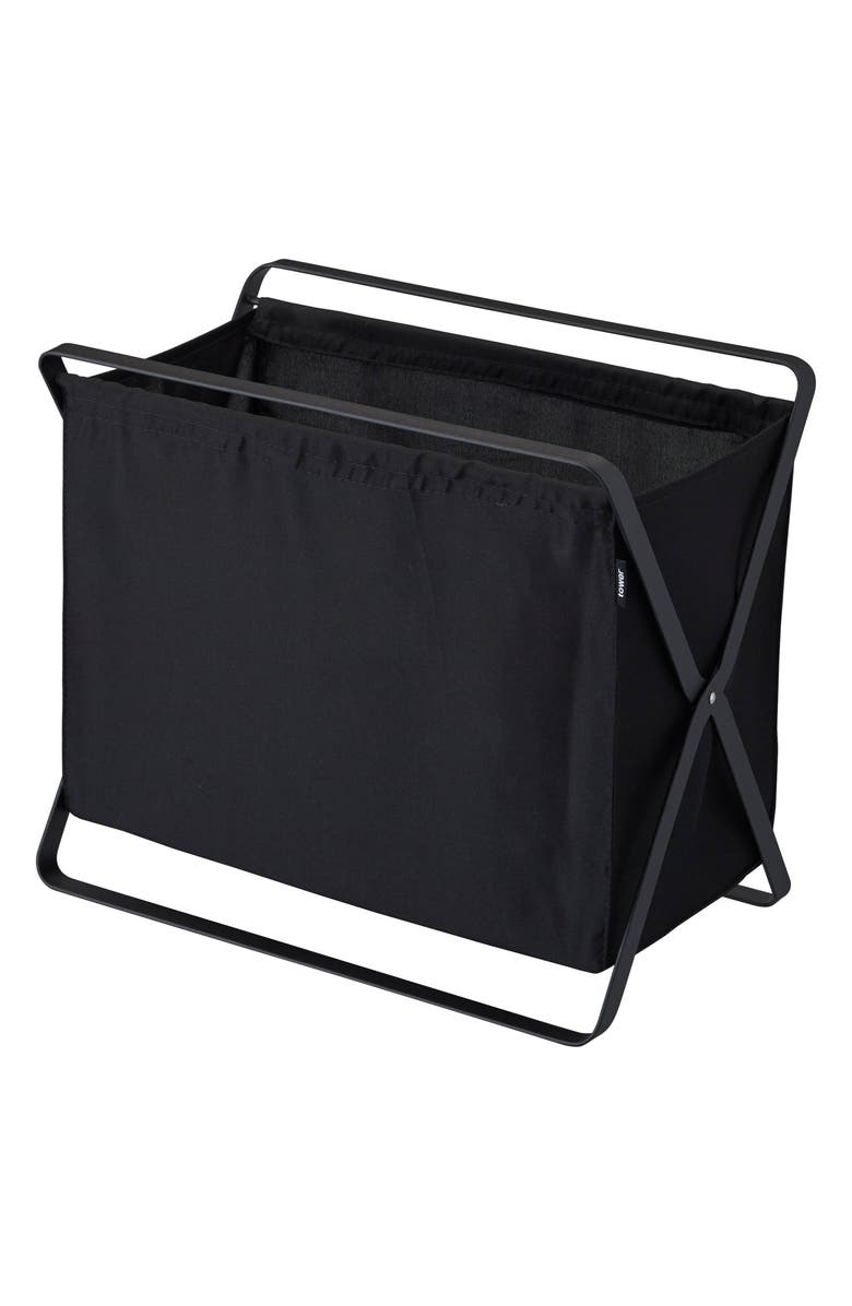 Yamazaki Tower Collapsible Storage Hamper, Main, color, Black