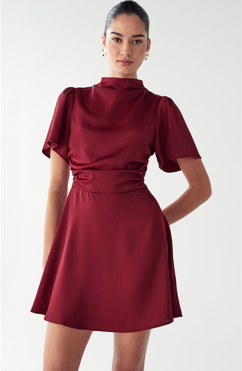 WILLA Saray Mini Dress, Alternate, color, Burgundy