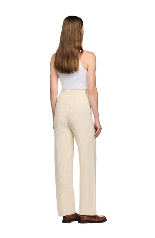 Sandro Cable Knit Trousers In Neutral