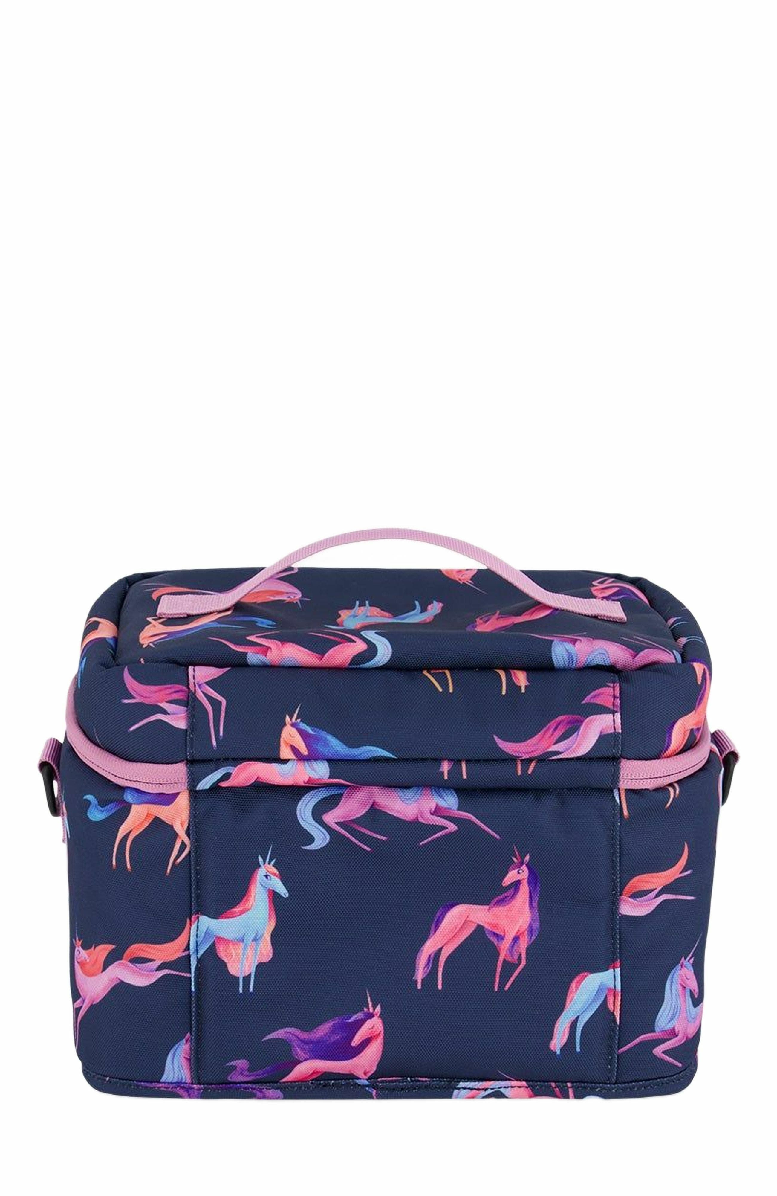 Deux par Deux Girl's Lunch Box Navy Printed Unicorn, Alternate, color, 
