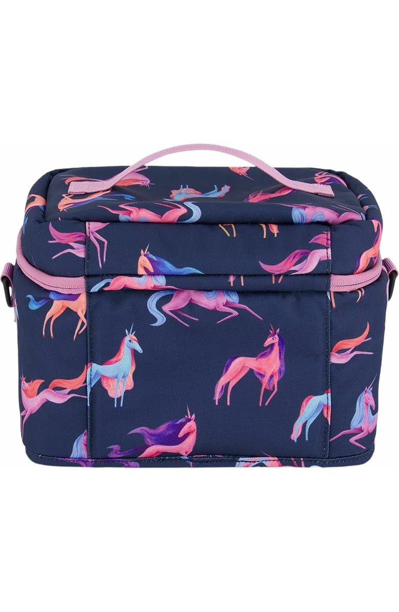 Deux par Deux Girl's Lunch Box Navy Printed Unicorn, Alternate, color,