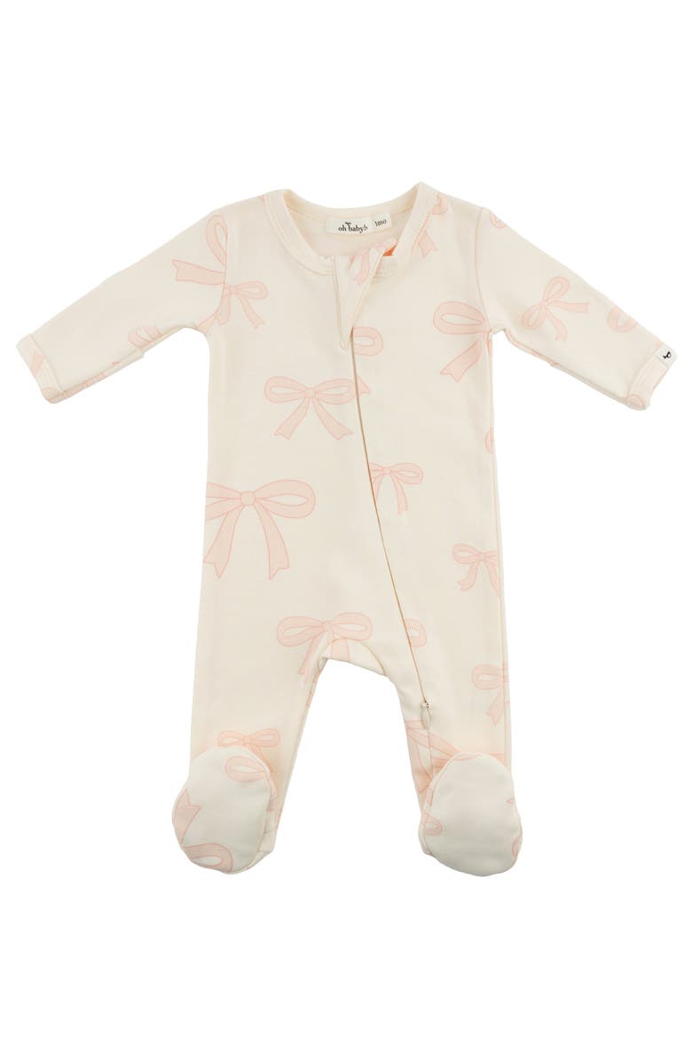 oh baby! Big Bows Pink Footie, Main, color, Milk