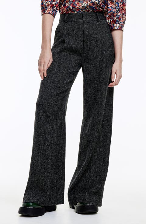 Pleated Tweed Pants
