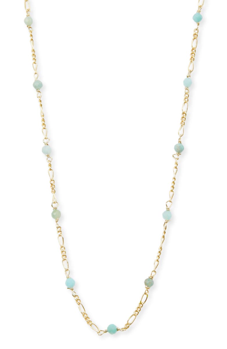 Argento Vivo Sterling Silver Amazonite Figaro Chain Necklace, Main, color, Gold