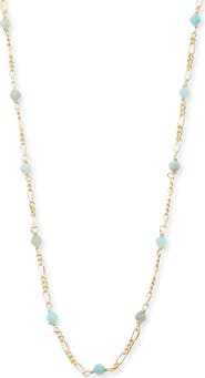 Argento Vivo Sterling Silver Amazonite Figaro Chain Necklace