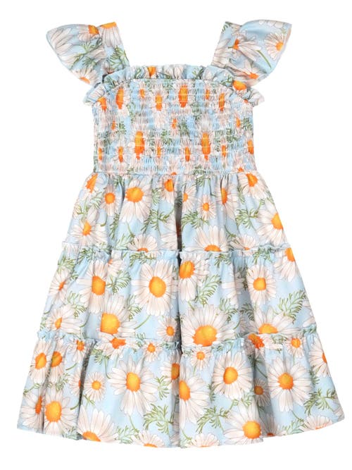 Mia Belle Girls Kids' Girls Daisy Delight Smocked Tiered Dress In Blue