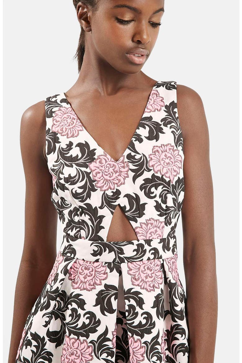 Floral Jacquard Pleated Dress, Alternate, color, PINK MULTI