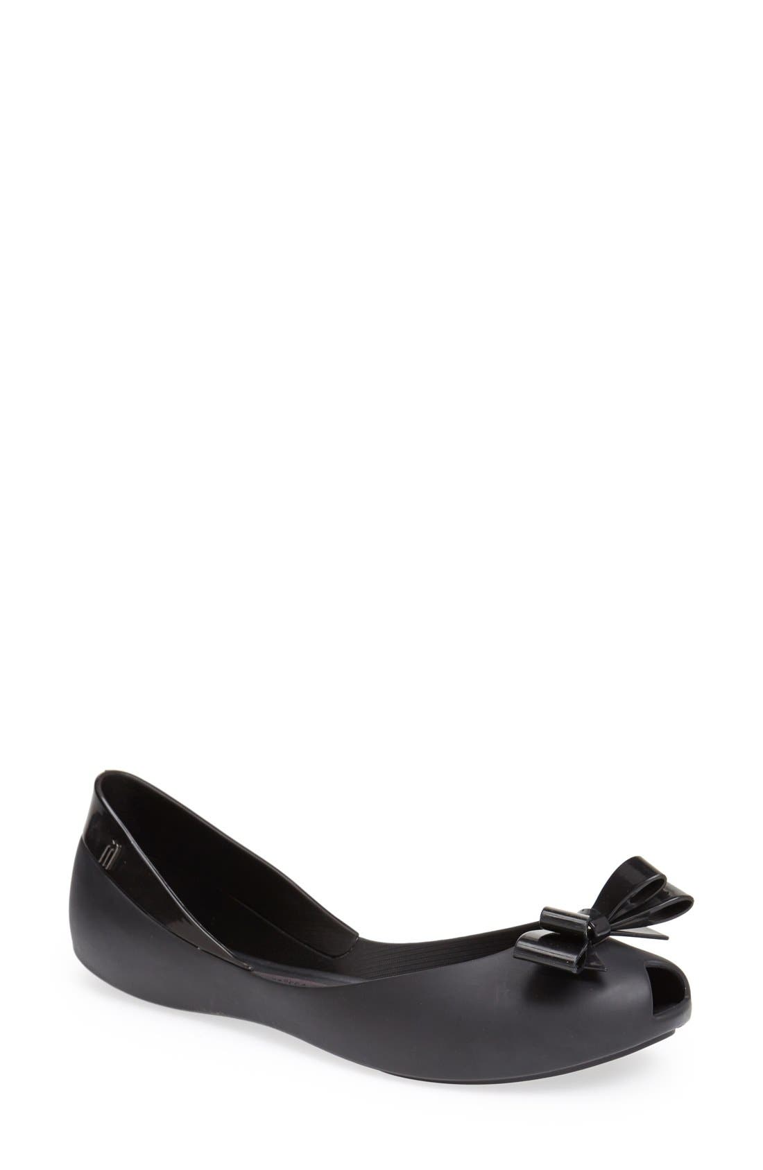 Melissa 'Queen' Peep-Toe Flat, Main, color, 