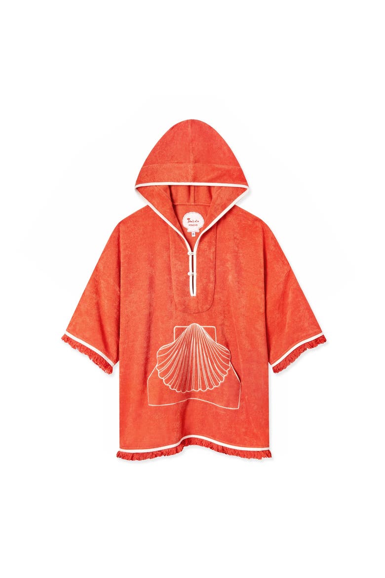 'Scallop' Beach Towel Top, Main, color, Coral