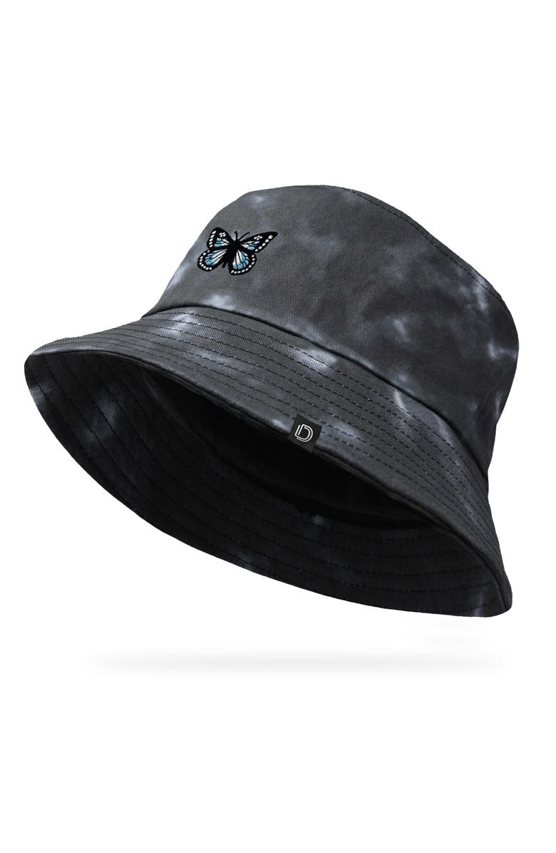 Dalix Womens Butterfly Cotton Bucket Hat, Alternate, color, Tie Dye Black