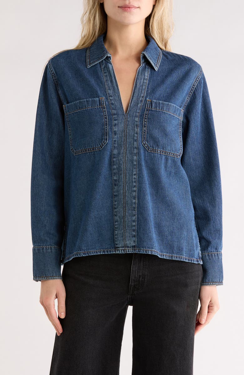 rag & bone Channing Split Neck Popover Top, Main, color, 