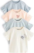 NEXT Kids' Floral Assorted 4-Pack Ruffle Sleeve Cotton T-Shirts