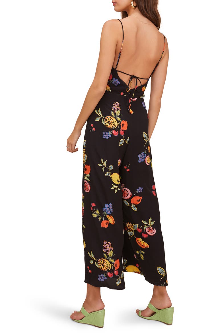 Frenzy Floral Wide Leg Jumpsuit, Alternate, color, BLACK MIXED FRUIT FLORAL