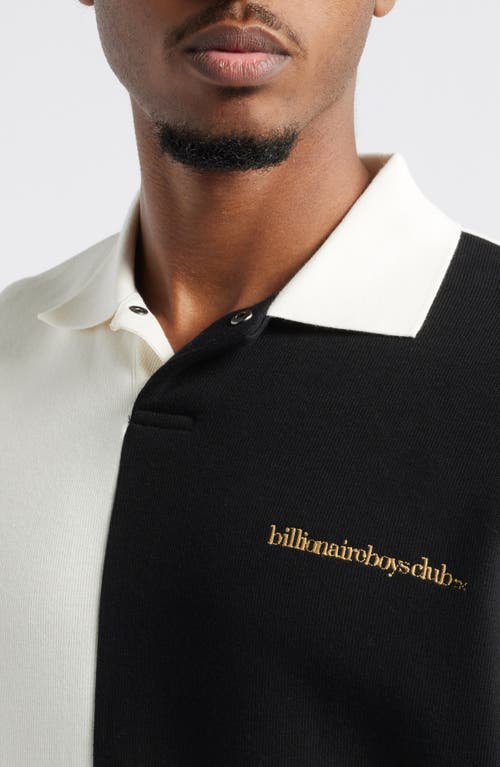 Billionaire Boys Club Mustang Colorblock Cotton Polo Sweatshirt In Whisper White