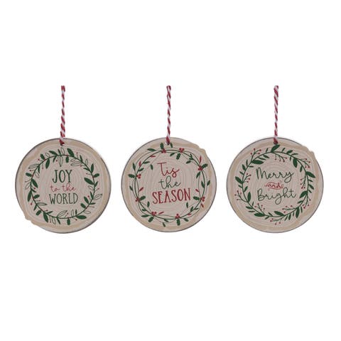 MDF Holiday Woodland Ornament Set of 3 Christmas Decor