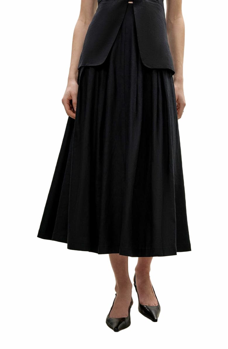 Rebecca Taylor Beatrice Stretch Linen Skirt, Alternate, color, Black