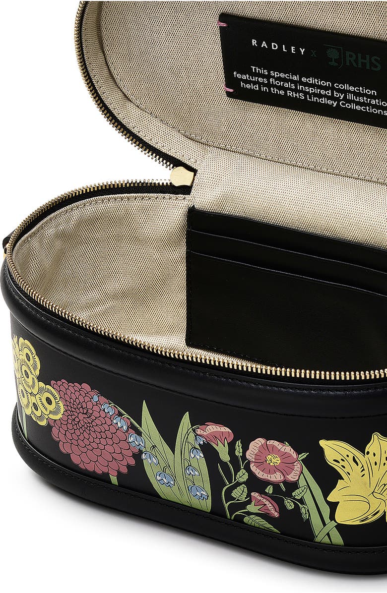 Radley Small Royal Horticultural Society Zip Around Crossbody Bag, Alternate, color, Black