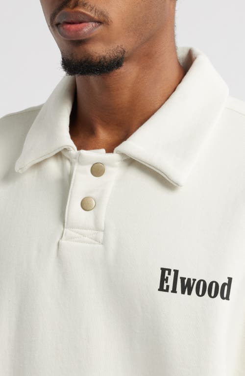 Elwood Heavyweight Fleece Polo Collar Sweatshirt In Pearl