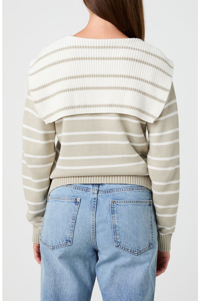 Striped V-Neck Sailor Sweater, Alternate, color, DUSTY GREEN STRIPE