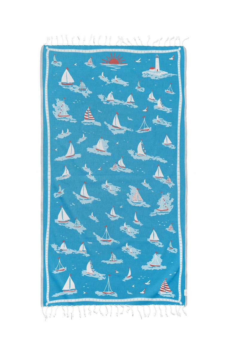 Ramus & Co Oversized 37" x 71" Preppy Turkish Beach Towel by Ramus & Co, Main, color, Regatta