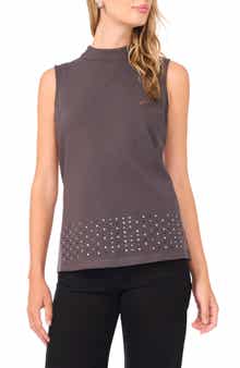 Vince Camuto Bead Detail Mock Neck Top