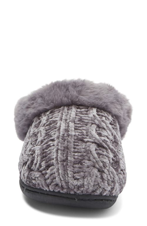 R.g. Barry Chenille Witj Faux Fur Collar Clog Slipper In Gray