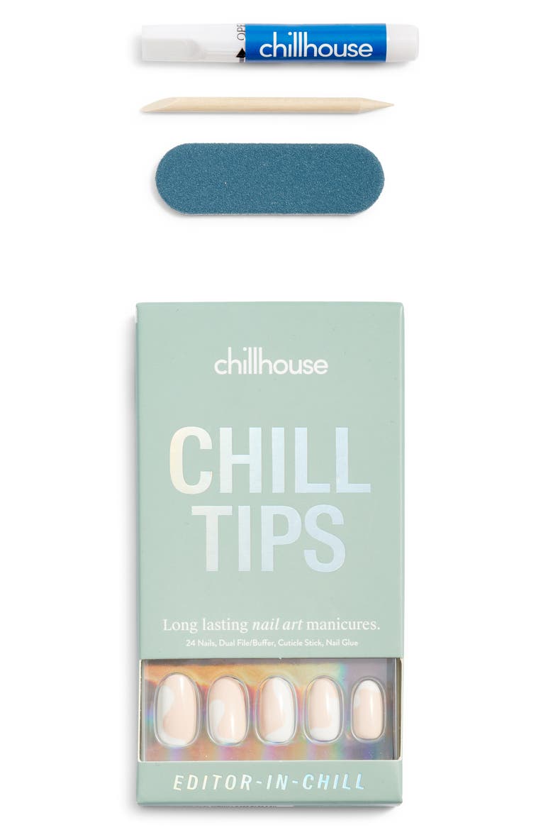 Editor-in-Chill Chill Tips False Nail Set, Alternate, color, TAN/WHITE