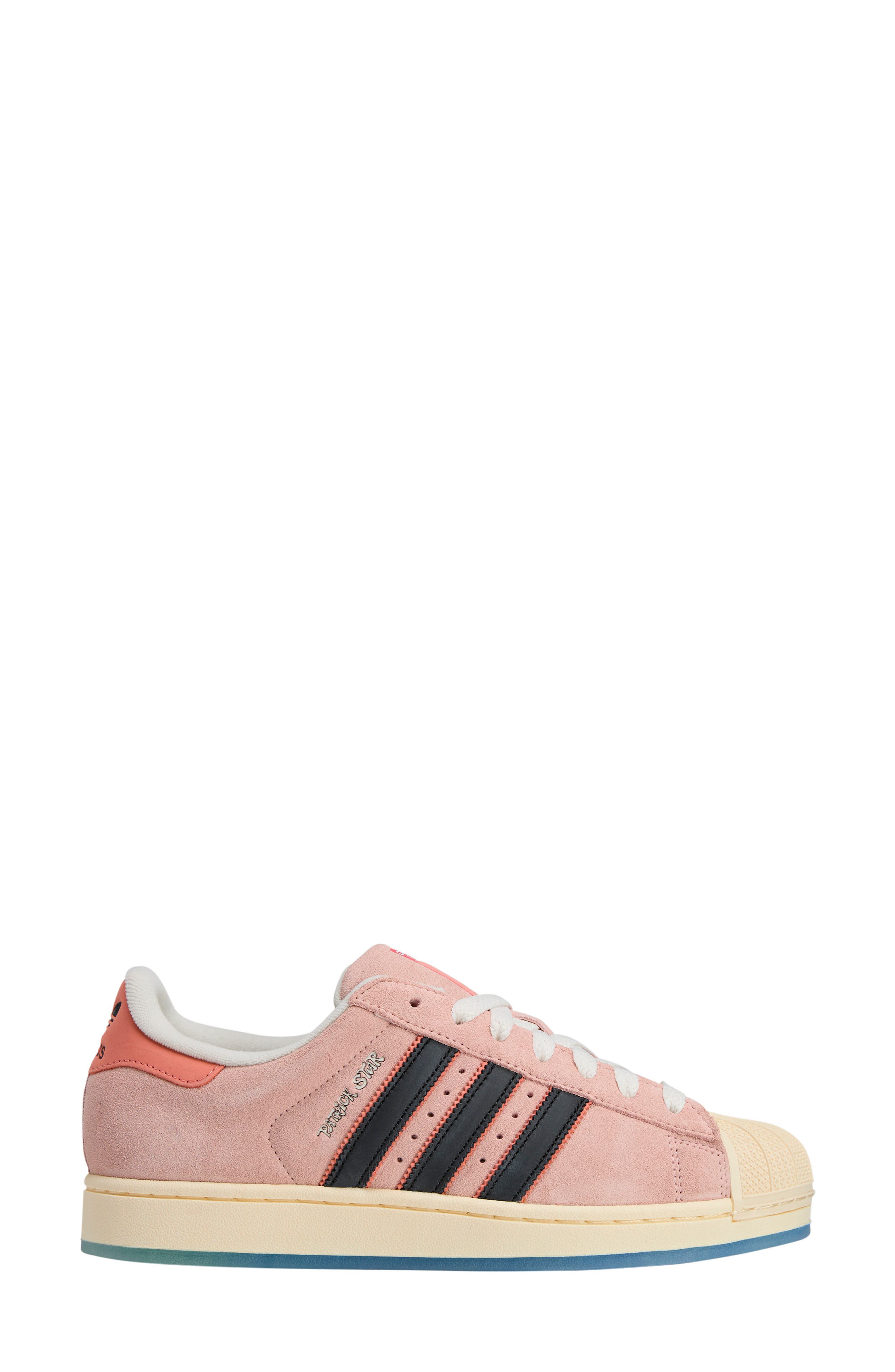 adidas x 'SpongeBob SquarePants' Gender Inclusive 'Patrick Star' Suede Superstar Sneaker, Alternate, color, Core Black/ Wonder Clay