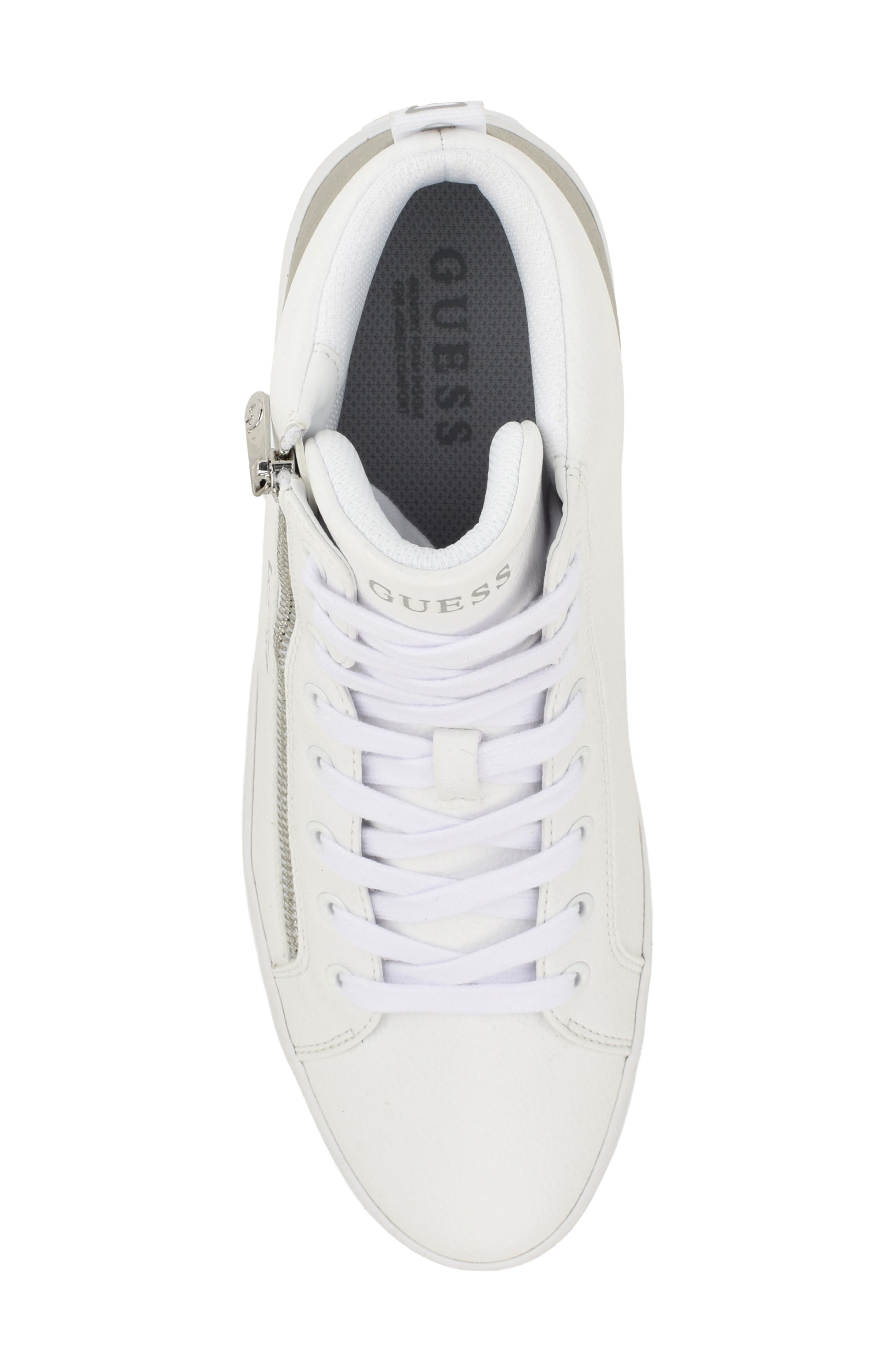 Faux Leather High Top Sneaker, Alternate, color, WHITE/ GREY
